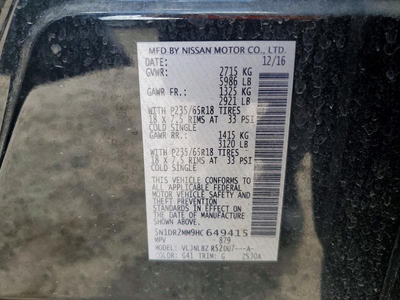 2017 NISSAN PATHFINDER S 13