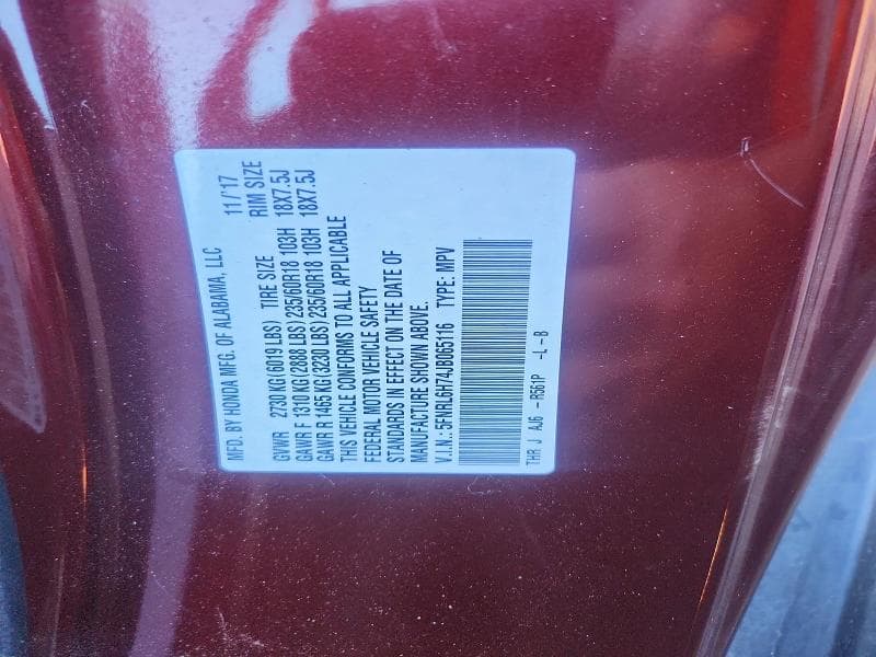2018 HONDA ODYSSEY EXL 13
