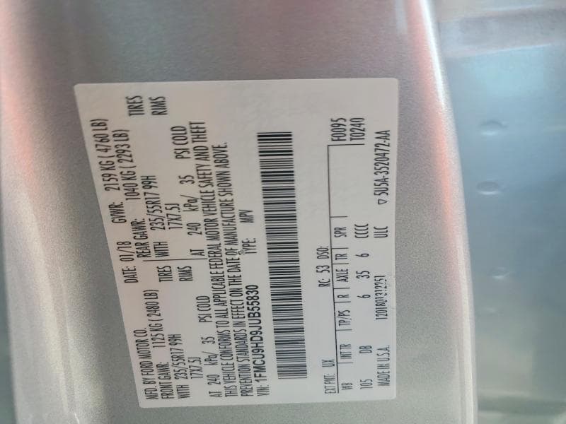 2018 FORD ESCAPE SEL 12