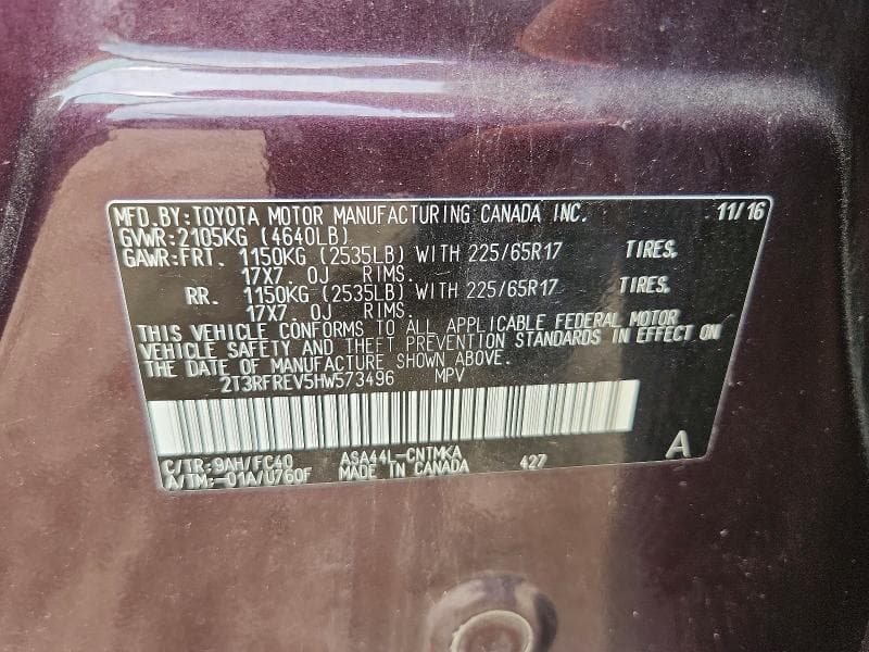 2017 TOYOTA RAV4 XLE 12