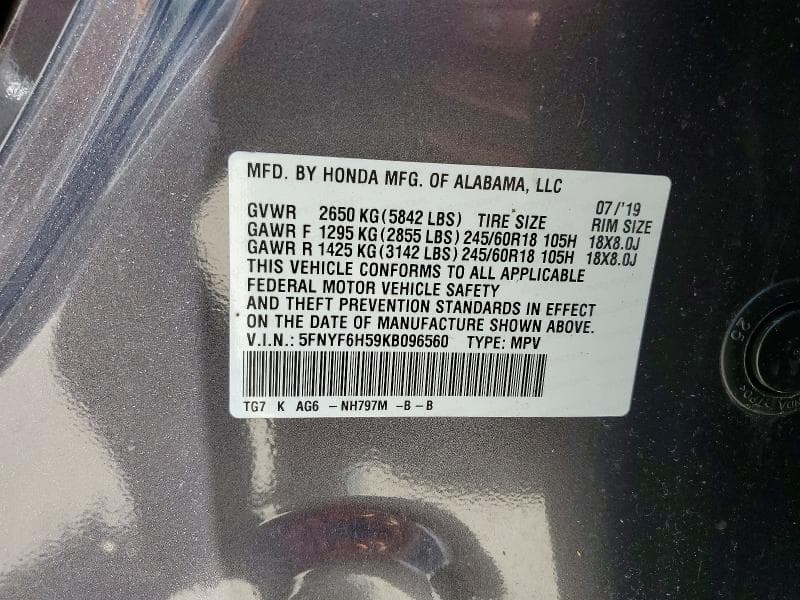 2019 HONDA PILOT EXL 13