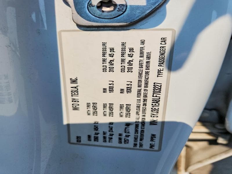 2020 TESLA MODEL 3 12