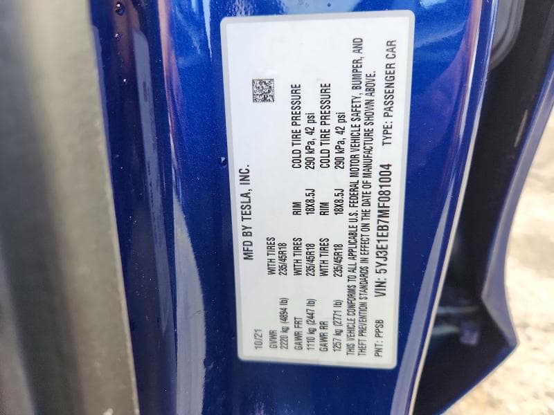2021 TESLA MODEL 3 12