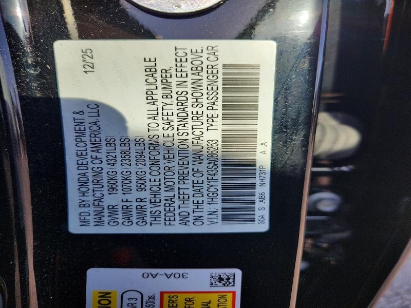 2025 HONDA ACCORD SE 13
