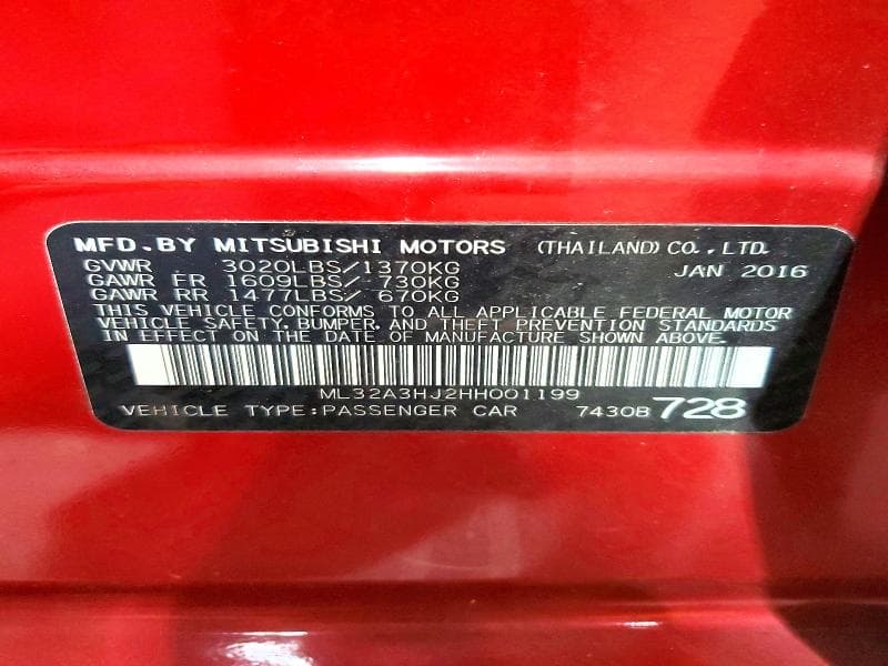 2017 MITSUBISHI MIRAGE ES 12