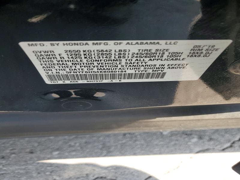 2019 HONDA PILOT EXL 13