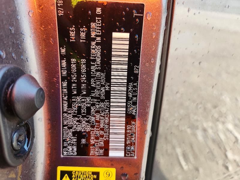 2019 TOYOTA HIGHLANDER XLE 13