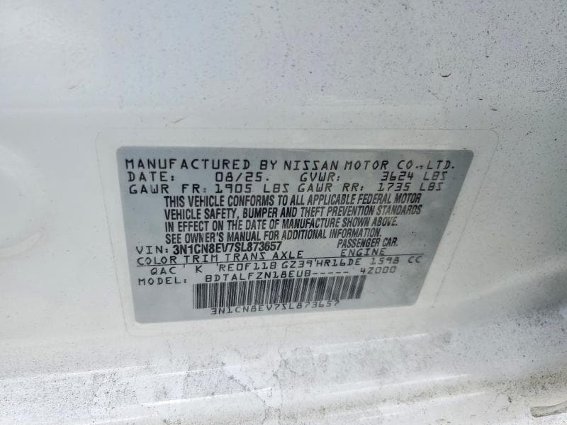 2025 NISSAN VERSA SV 12