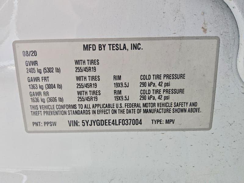 2020 TESLA MODEL Y 12