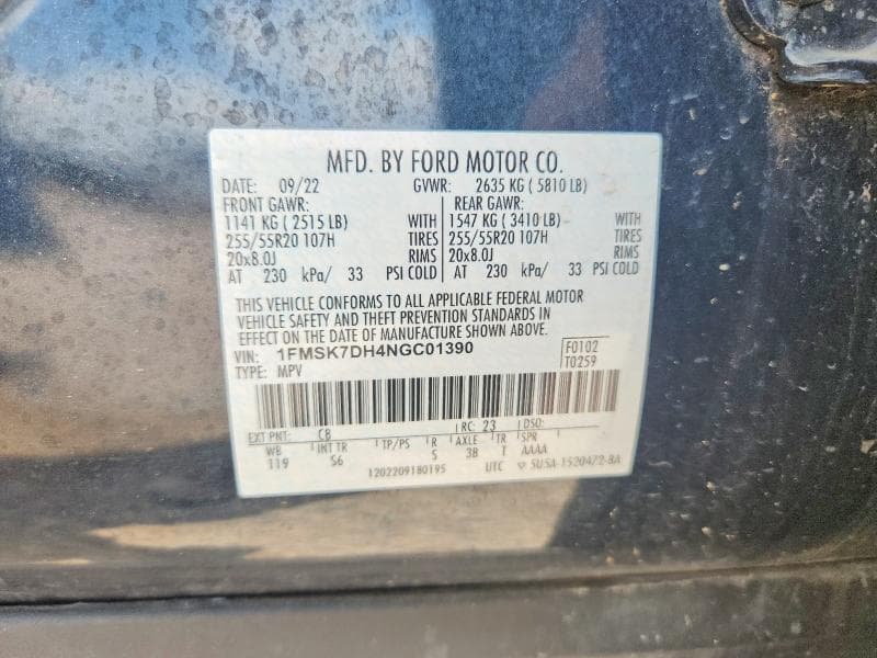2022 FORD EXPLORER XLT 13