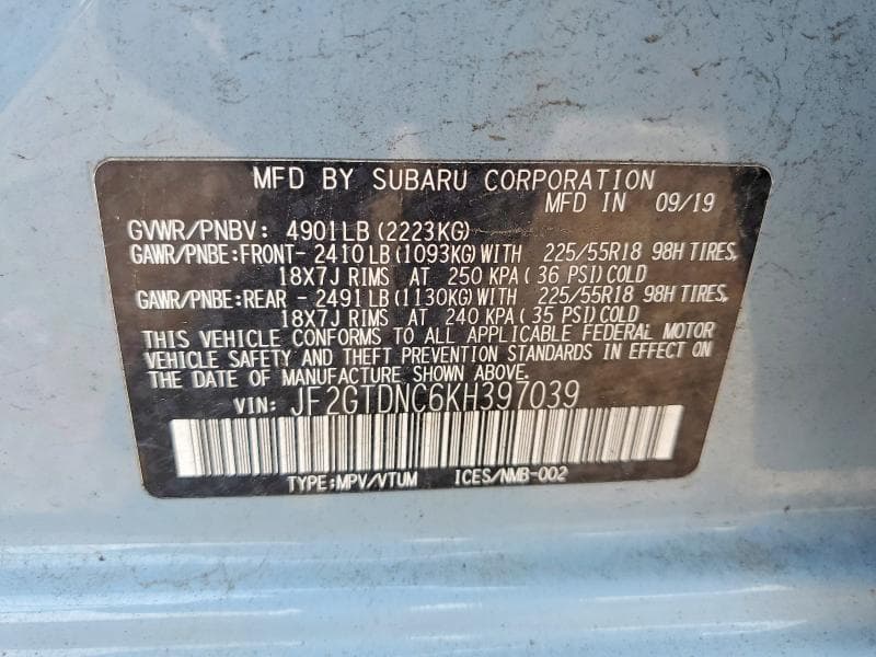 2019 SUBARU CROSSTREK LIMITED 12