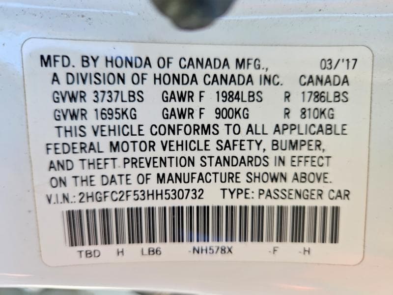 2017 HONDA CIVIC LX 12