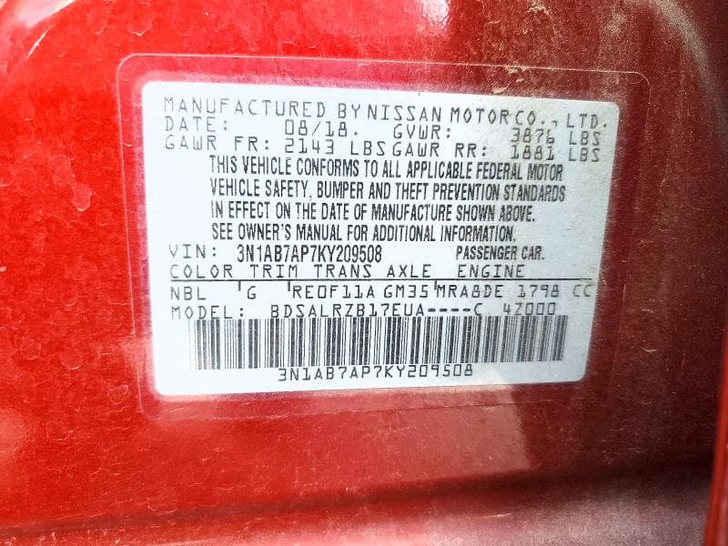 2019 NISSAN SENTRA 13