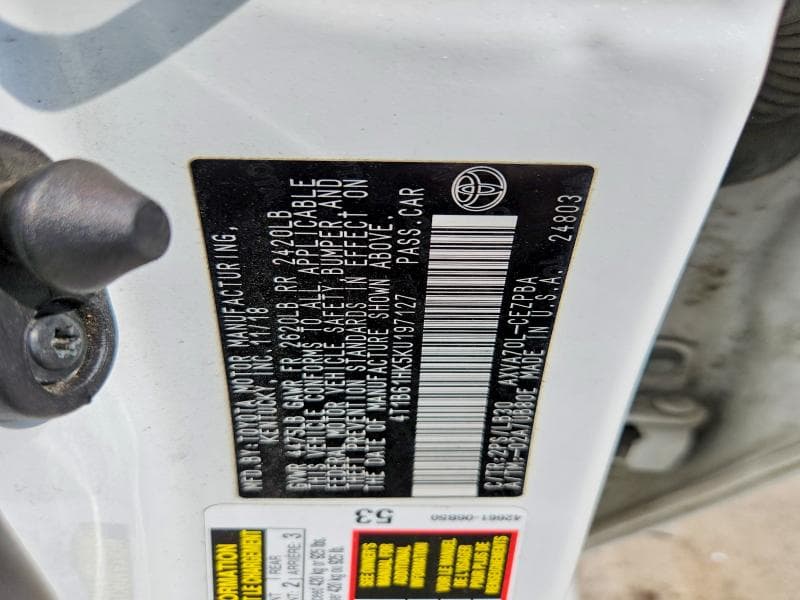 2019 TOYOTA CAMRY XSE 12