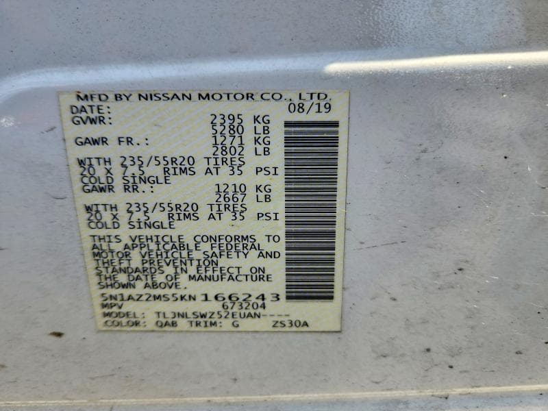 2019 NISSAN MURANO PLATINUM 13