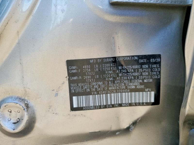 2020 SUBARU OUTBACK PREMIUM 12