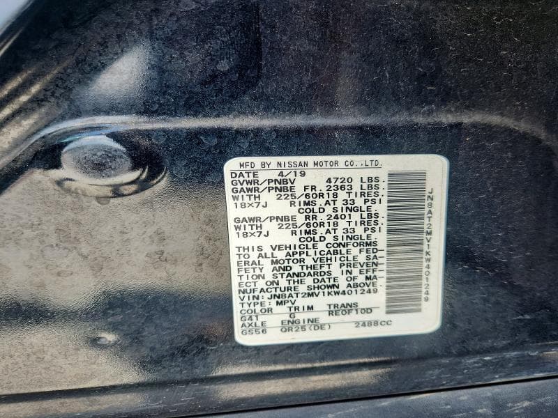 2019 NISSAN ROGUE SV 13