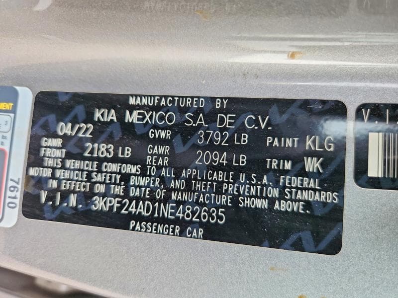 2022 KIA FORTE LXS 13