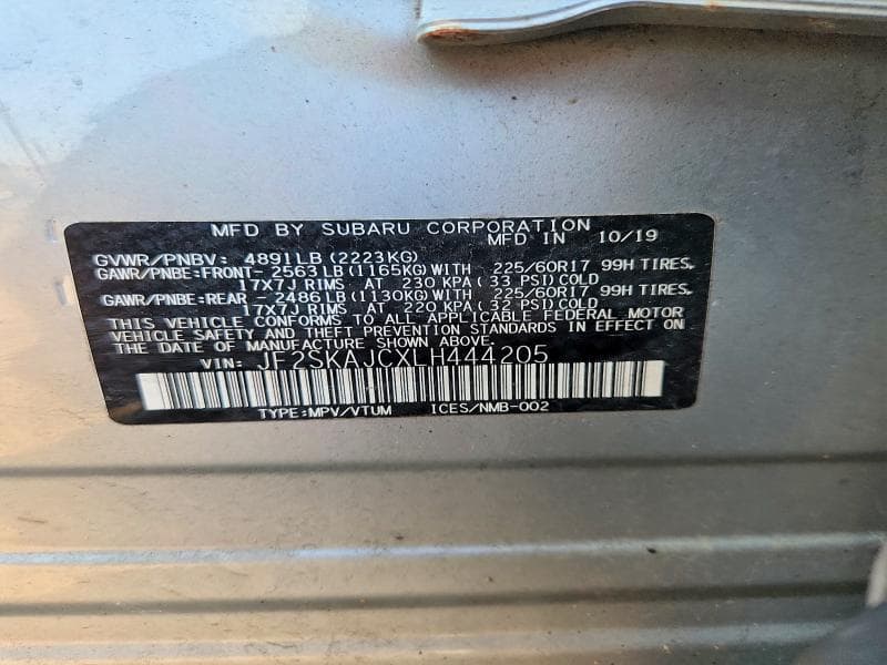 2020 SUBARU FORESTER PREMIUM 13