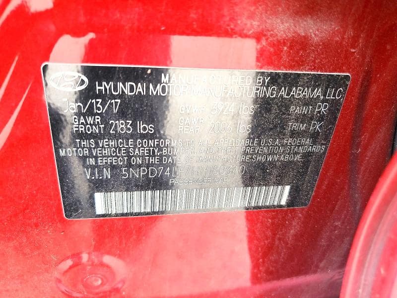 2017 HYUNDAI ELANTRA SE 12