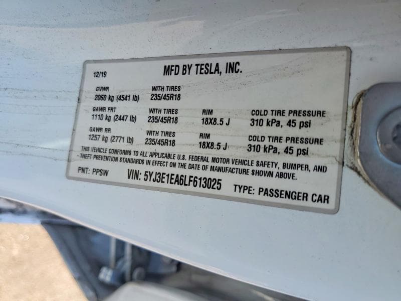 2020 TESLA MODEL 3 12