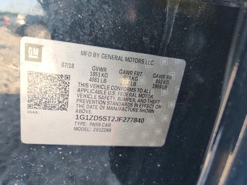 2018 CHEVROLET MALIBU LT 12