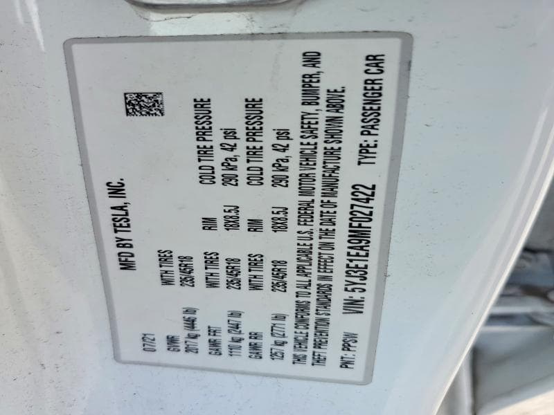 2021 TESLA MODEL 3 12