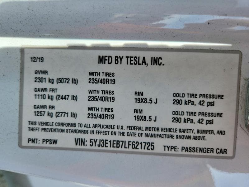 2020 TESLA MODEL 3 12