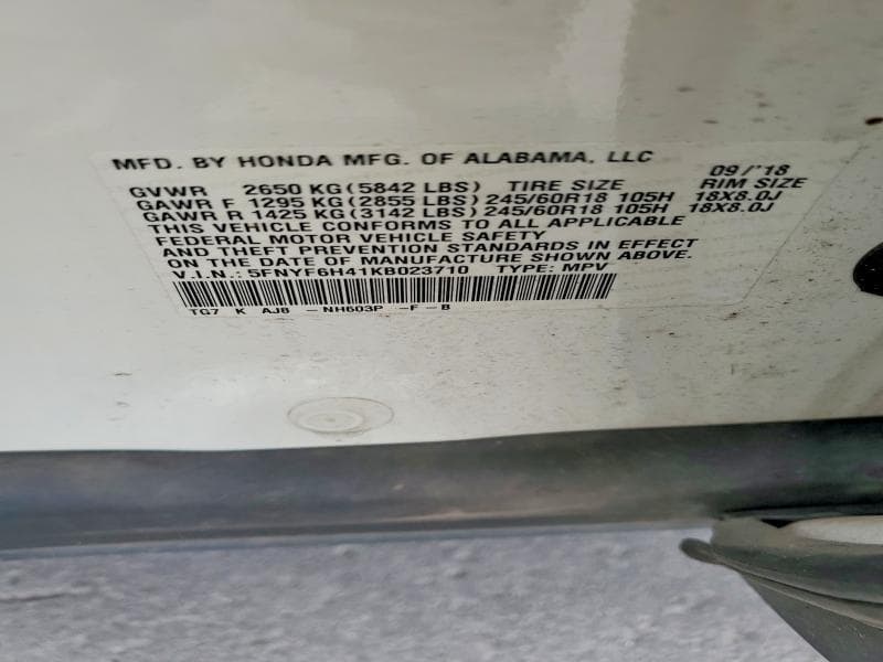 2019 HONDA PILOT EXL 13