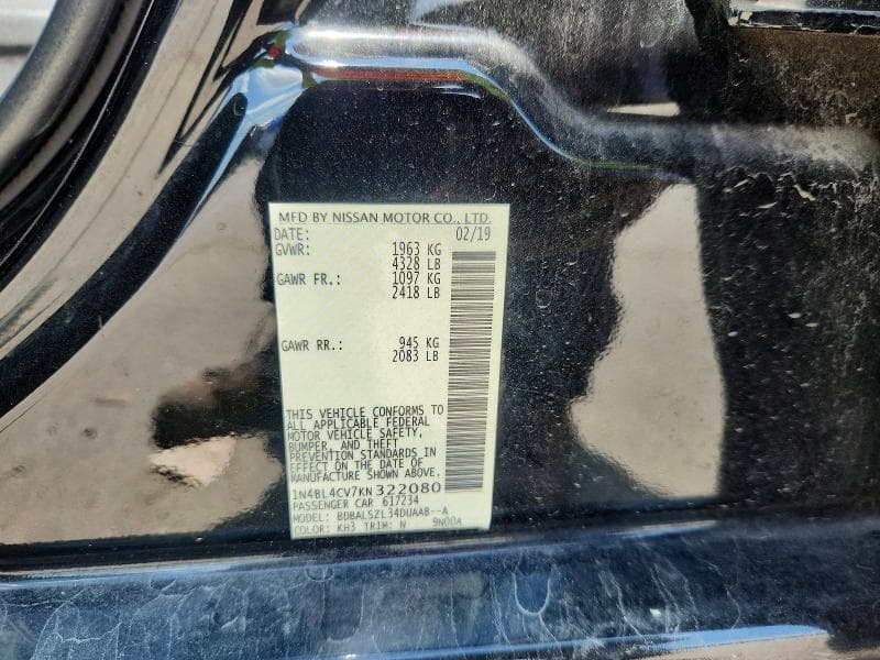 2019 NISSAN ALTIMA SR 12