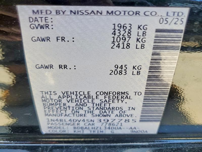2025 NISSAN ALTIMA SV 13