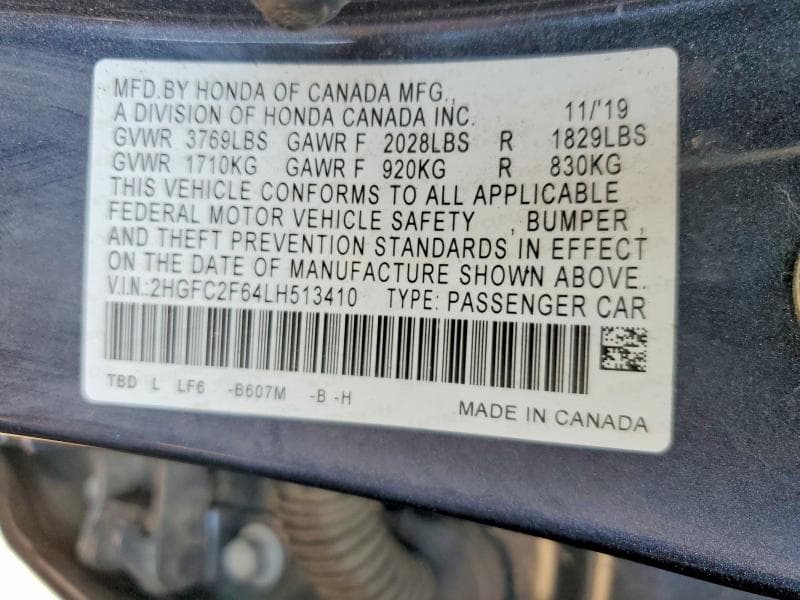 2020 HONDA CIVIC LX 12