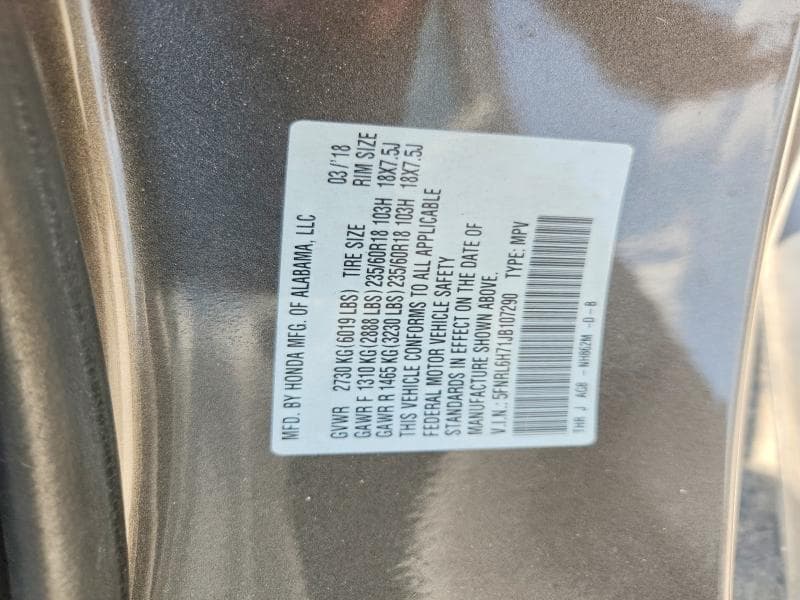 2018 HONDA ODYSSEY EXL 13