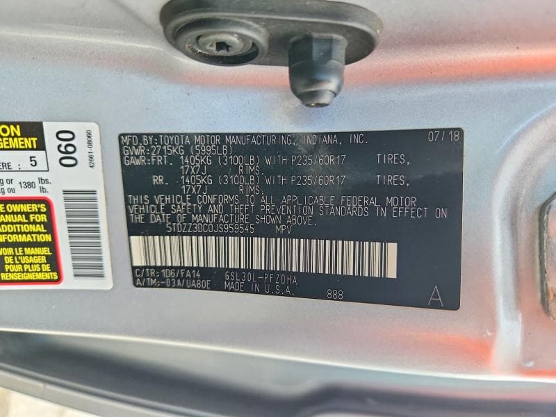 2018 TOYOTA SIENNA L 13