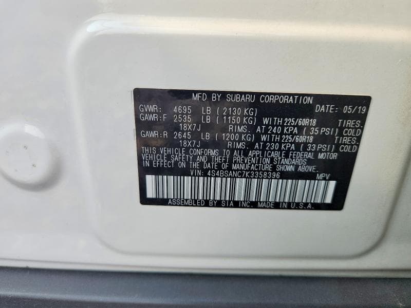 2019 SUBARU OUTBACK 2.5I LIMITED 13