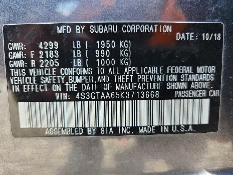 2019 SUBARU IMPREZA 12