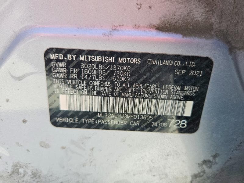 2021 MITSUBISHI MIRAGE ES 13