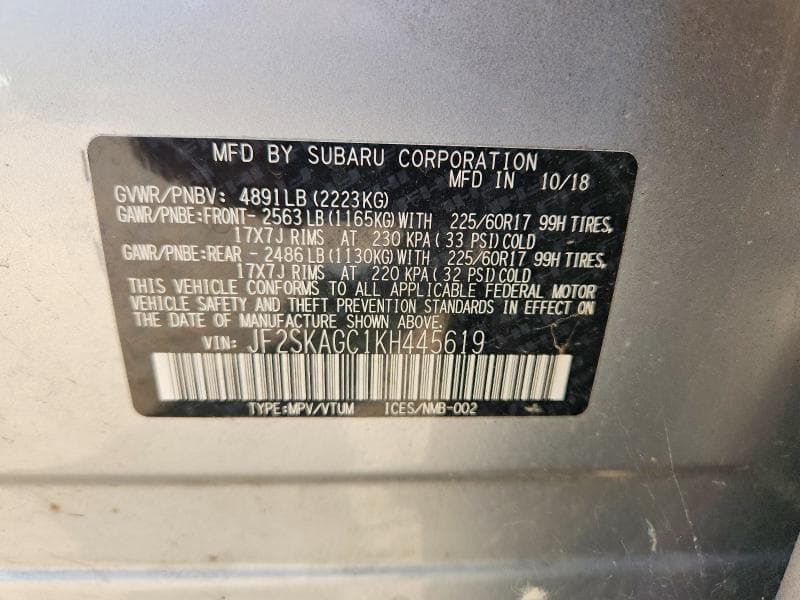 2019 SUBARU FORESTER PREMIUM 13
