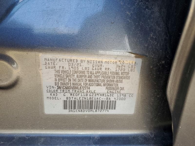2021 NISSAN VERSA S 12
