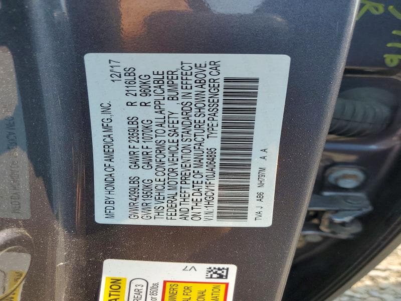 2018 HONDA ACCORD LX 12