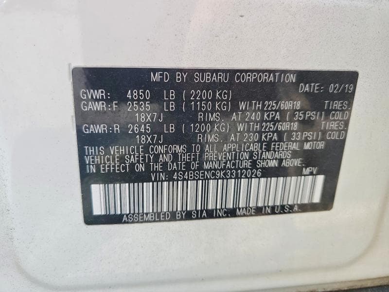 2019 SUBARU OUTBACK 3.6R LIMITED 13