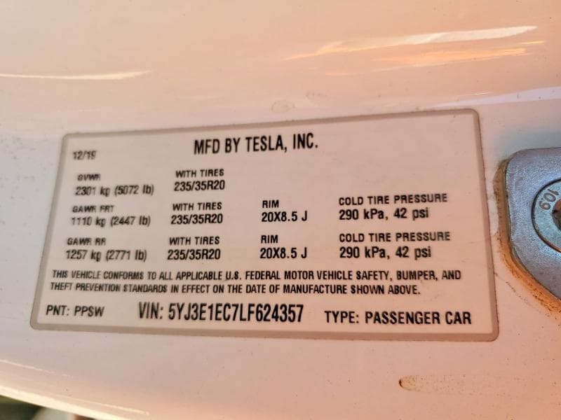 2020 TESLA MODEL 3 12