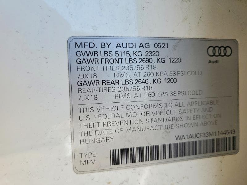2021 AUDI Q3 PREMIUM 40 12