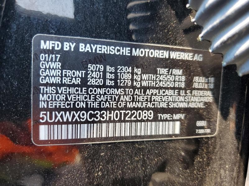 2017 BMW X3 XDRIVE28I 12