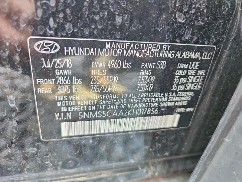 2019 HYUNDAI SANTA FE LIMITED 2.0T 12