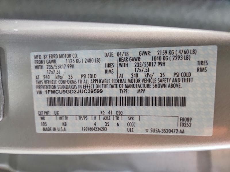 2018 FORD ESCAPE SE 13