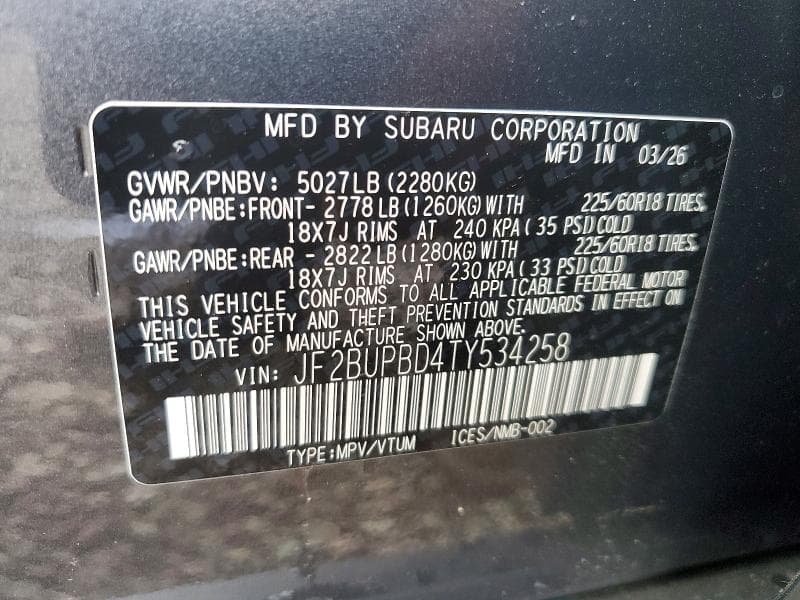 2026 SUBARU OUTBACK PREMIUM 14