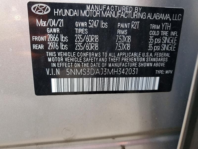 2021 HYUNDAI SANTA FE SEL 14