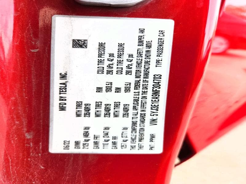 2022 TESLA MODEL 3 12