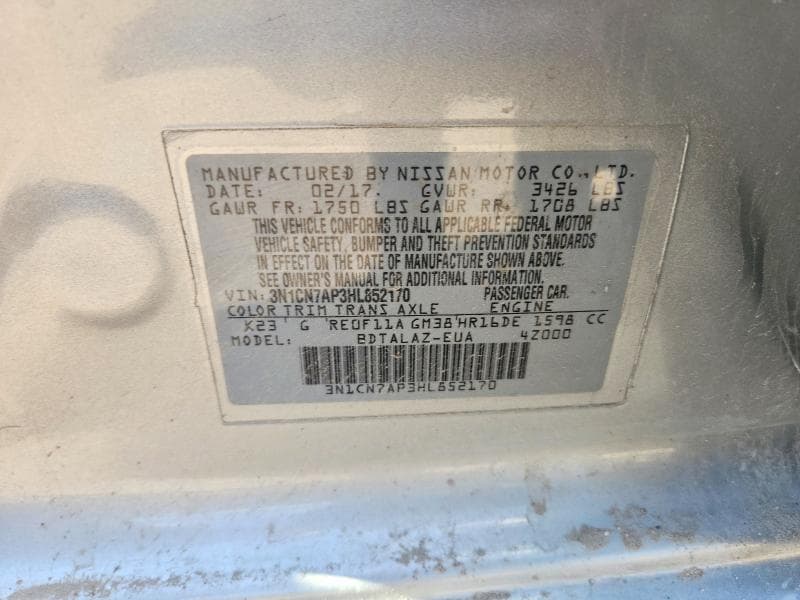 2017 NISSAN VERSA 1.6 S PLUS 14
